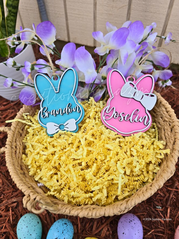 Personalized Easter Bunny Basket Tags 2024, Wood Easter Name Tags, Easter Basket Stuffers