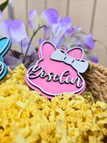 Personalized Easter Bunny Basket Tags 2024, Wood Easter Name Tags, Easter Basket Stuffers