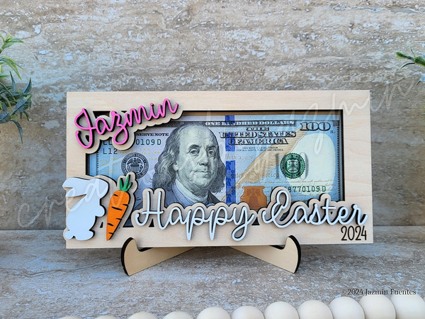 Easter Money Gift Holder, Happy Easter Cash Gift Holder, Personalized Easter Gift Card, With Name, With Note, Easter Bunny Money