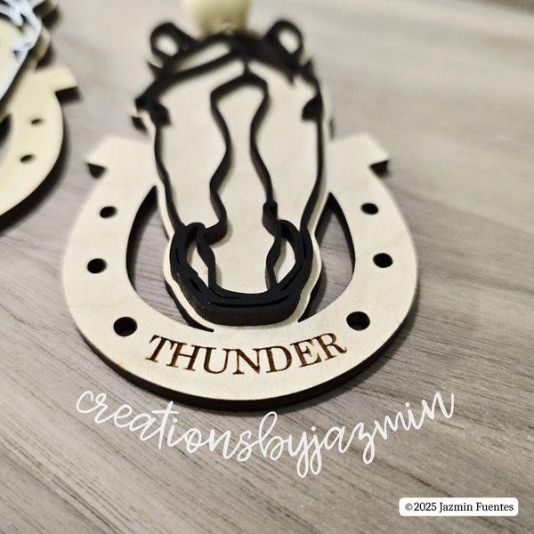 2025 Personalized Horse Ornament, Custom Wood Christmas Horseshoe Name Ornament