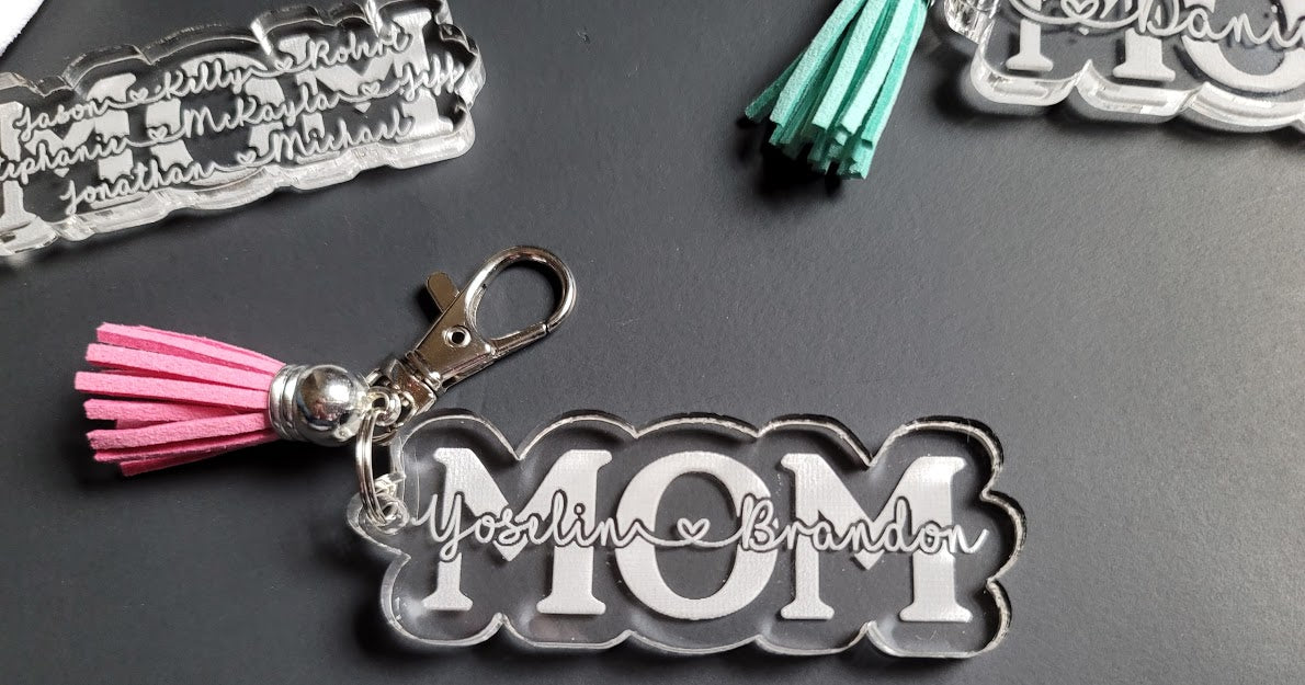 Mom of boys/girls/both Glitter Keychains