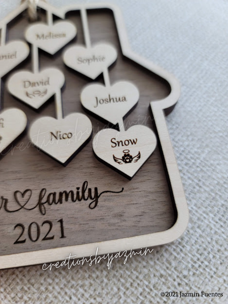 Personalized Family Christmas Ornaments, Wood Xmas Ornament With Family Member Names, Custom Holiday Ornament