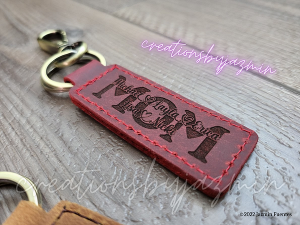 Mom Keychain, Genuine Leather Mother Keychains, Personalized Mother's Day Gift