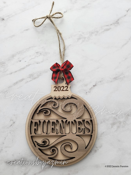 Family Name Ornament, Personalized Christmas Ornaments