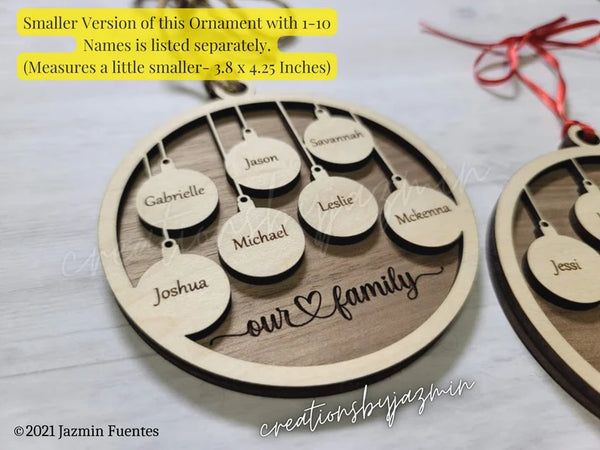 Bigger Version With Max 15 Names, Personalized Family Christmas Ornaments, 2025 Wood Xmas Ornament With Family Member Names, Custom Holiday