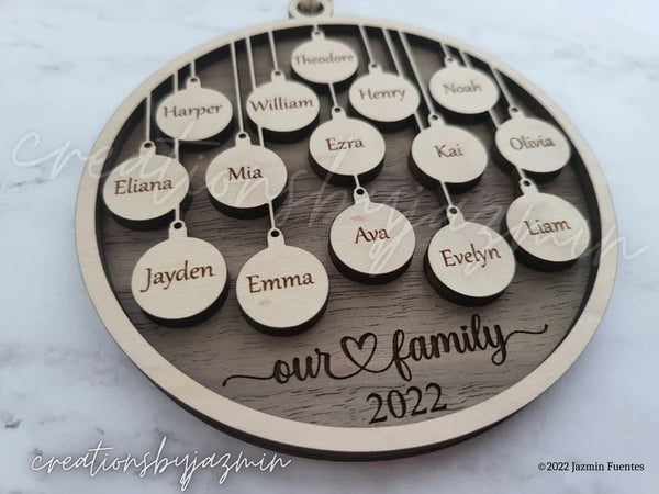 Bigger Version With Max 15 Names, Personalized Family Christmas Ornaments, 2025 Wood Xmas Ornament With Family Member Names, Custom Holiday
