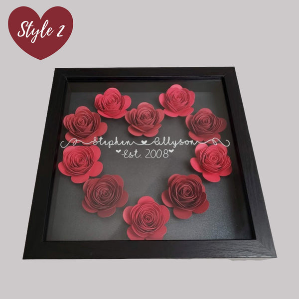 Valentine's Day Gift, Personalized Anniversary Gift, Flower Shadow Box