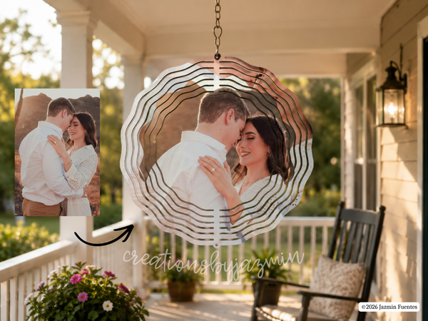 Photo Wind Spinner, Custom Porch Decor, Picture Gift, Personalized Garden Decor