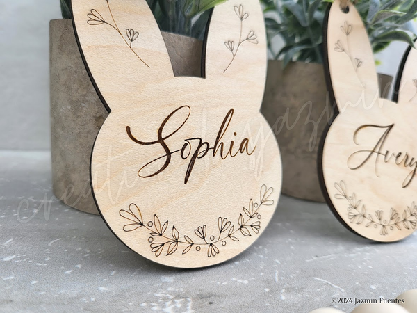 Personalized Floral Easter Basket Tags, Name Easter Tag, Easter Gift Basket Tag, Custom Gift Tag Decor