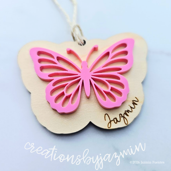 Valentine's Day Basket Tag, Personalized Name Gift Tag, Butterfly Shape