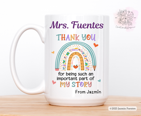 Teacher Gift Mug | Personalized Teacher Appreciation Coffee Cup | Back to School