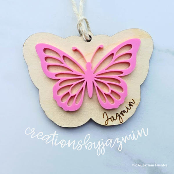 Valentine's Day Basket Tag, Personalized Name Gift Tag, Butterfly Shape