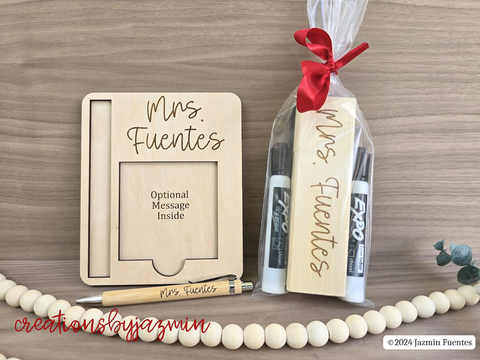 Personalized Teacher Gift, Sticky Note Holder with Name, White Board Eraser, Teacher Gift Set, Teacher Appreciation Gifts, Teacher Gift Idea