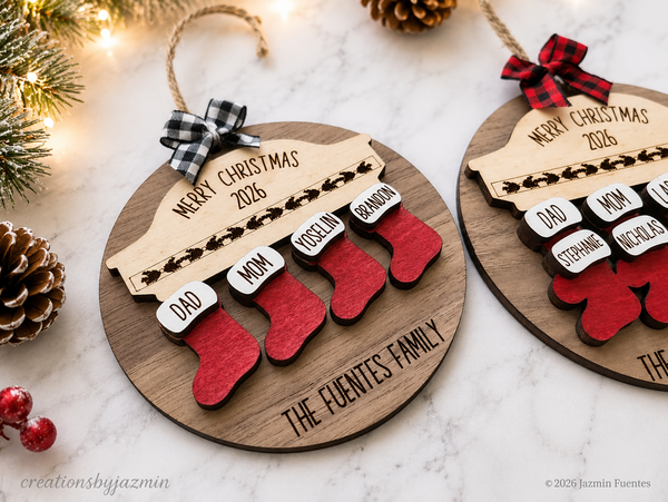 BEST SELLER: Personalized Family Christmas Ornaments, 2026 Stockings Ornament With Family Member Names, Custom Xmas Holiday Ornament