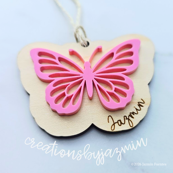 Valentine's Day Basket Tag, Personalized Name Gift Tag, Butterfly Shape
