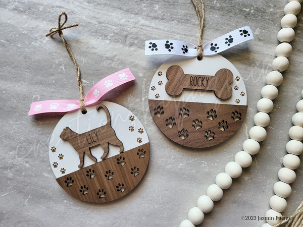 Personalized Pet Christmas Ornament, Dog Ornament, Cat Ornament, Custom Wooden Ornaments
