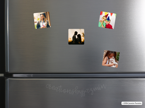 Set of 3 Photo Magnets, Personalized Picture Magnet, Fridge Photo Gift, Family Picture Magnet, Square Magnet