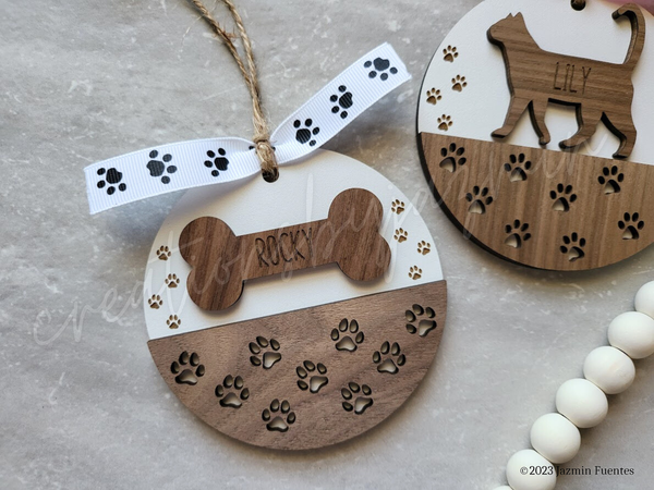 Personalized Pet Christmas Ornament, Dog Ornament, Cat Ornament, Custom Wooden Ornaments