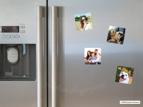 Set of 3 Photo Magnets, Personalized Picture Magnet, Fridge Photo Gift, Family Picture Magnet, Square Magnet