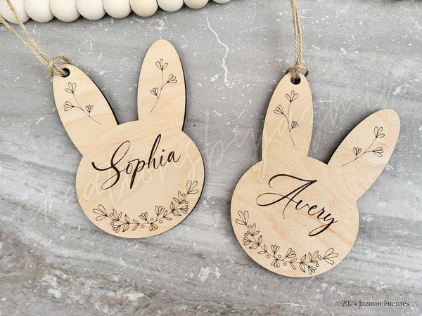 Personalized Floral Easter Basket Tags, Name Easter Tag, Easter Gift Basket Tag, Custom Gift Tag Decor