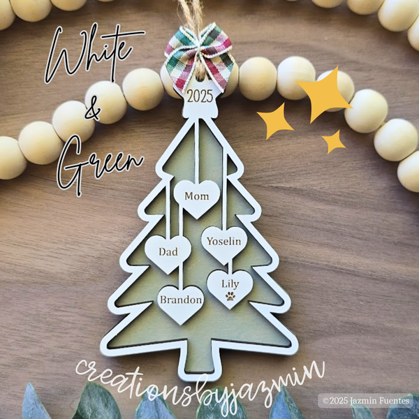 Personalized Family Christmas Tree Ornament 2025, With Family Member Names, Custom Holiday Wooden Ornament