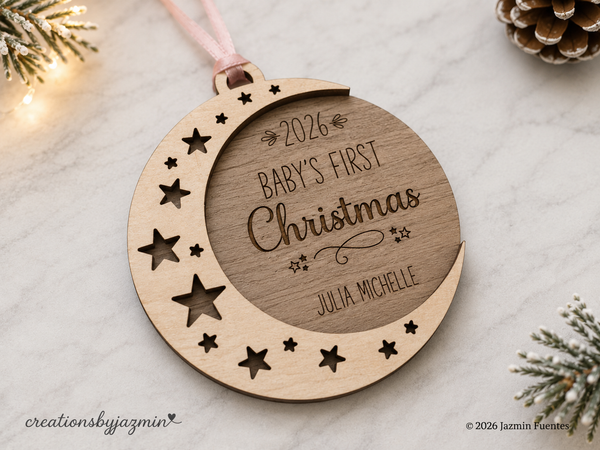 2026 Baby's First Christmas Ornament, Baby Ornaments, With Baby Name, Parents and Grandparents Gift