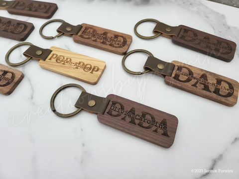 Father's Day Gift, Personalized Wood Dad Keychain With Children Names, Father Custom Keychains
