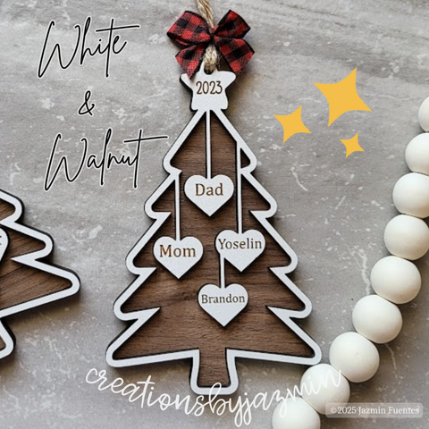 Personalized Family Christmas Tree Ornament 2025, With Family Member Names, Custom Holiday Wooden Ornament