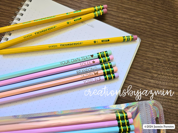 Engraved Pencils, Set of 5, Personalized Pencils, Pastel, Yellow, Back to School Supplies