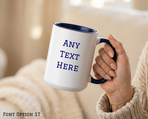 15oz Custom Personalized Mug, Ceramic Coffee Cup with Name or Text, Unique Gift for Her Him, Birthday, Teacher, Coworker Gift