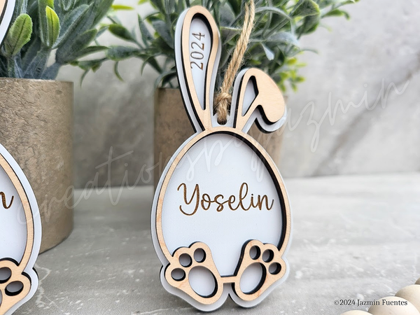 Personalized Easter Basket Tags, Name Easter Bunny Tag, Easter Egg Gift Basket Tag, Custom Gift Tag Decor