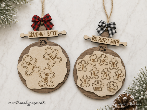 2026 Personalized Cookies Christmas Ornament, Gingerbread Family, Grandmother's Ornament, With Family Member and Pet Names