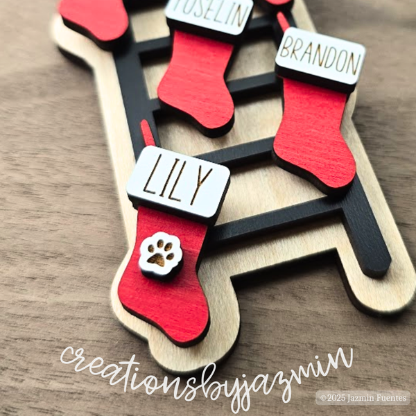 Custom Family Ladder Ornament | 2025 Personalized Stocking Ornament | Family Christmas Gift | Holiday Tree Decoration