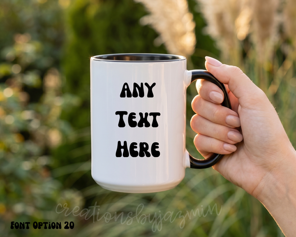 15oz Custom Personalized Mug, Ceramic Coffee Cup with Name or Text, Unique Gift for Her Him, Birthday, Teacher, Coworker Gift