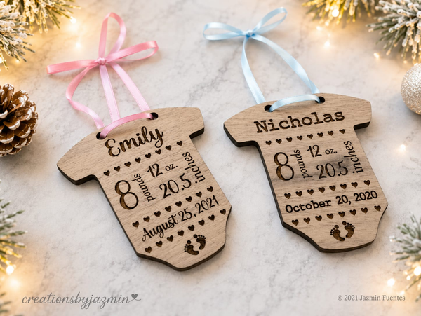 Baby Announcement Christmas Ornament, Personalized Baby's First Xmas Ornament, Newborn Holiday Ornament, 2025 Baby Ornament