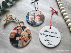 Christmas Ornament With Picture, Family Photo Ornaments, With Handwriting, Handwritten Note Message, Xmas Holiday Photo Ornaments, Portrait
