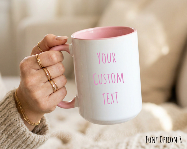 15oz Custom Personalized Mug, Ceramic Coffee Cup with Name or Text, Unique Gift for Her Him, Birthday, Teacher, Coworker Gift