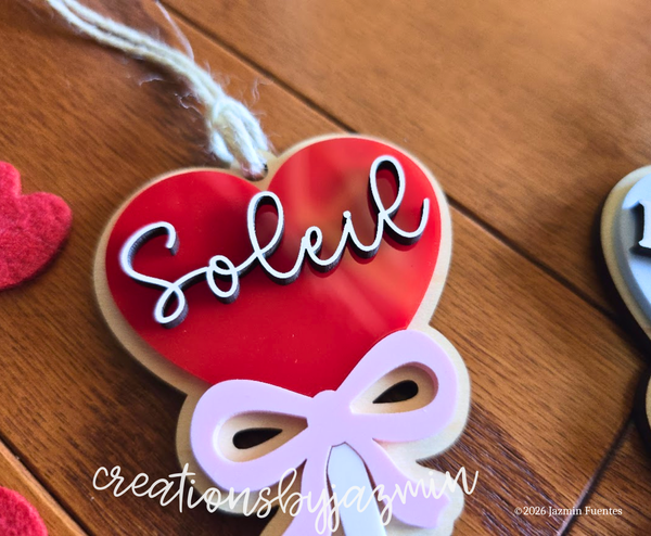 Valentine's Day Basket Tag, Personalized Name Gift Tag, Heart Lollipop