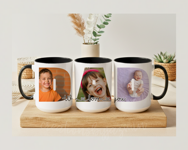 Father's Day Gift Mug, Personalized Coffee Mug For Dad, With Kids Pictures