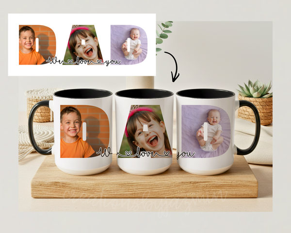Father's Day Gift Mug, Personalized Coffee Mug For Dad, With Kids Pictures