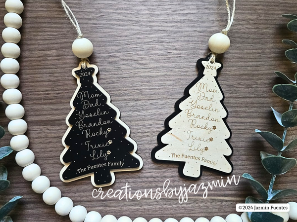 Personalized Family Christmas Tree Ornament, Holiday Family Ornament, Christmas 2024 Ornament for Families, Up to 15 Names