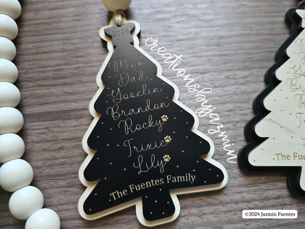 Personalized Family Christmas Tree Ornament, Holiday Family Ornament, Christmas 2024 Ornament for Families, Up to 15 Names