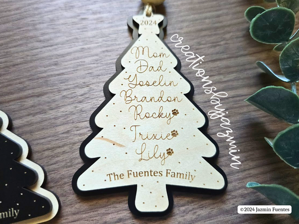 Personalized Family Christmas Tree Ornament, Holiday Family Ornament, Christmas 2024 Ornament for Families, Up to 15 Names