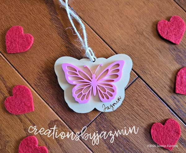 Valentine's Day Basket Tag, Personalized Name Gift Tag, Butterfly Shape