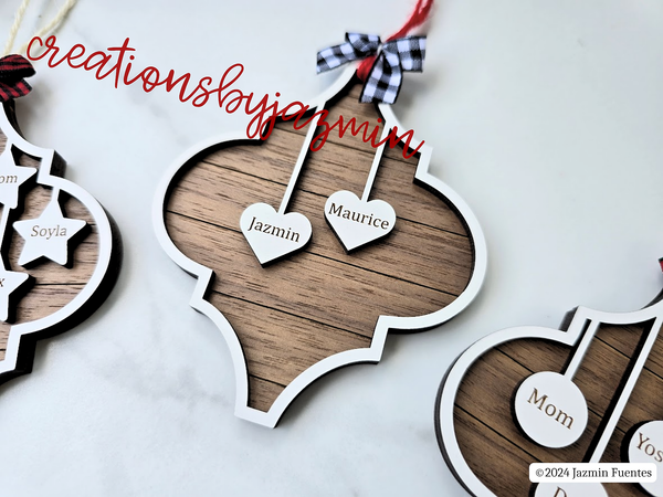 Personalized Arabesque Christmas Family Ornaments, Beautiful Holiday Ornaments With Family Member Names, 2024 Christmas Wooden Ornament