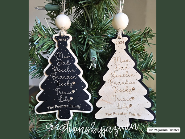 Personalized Family Christmas Tree Ornament, Holiday Family Ornament, Christmas 2024 Ornament for Families, Up to 15 Names