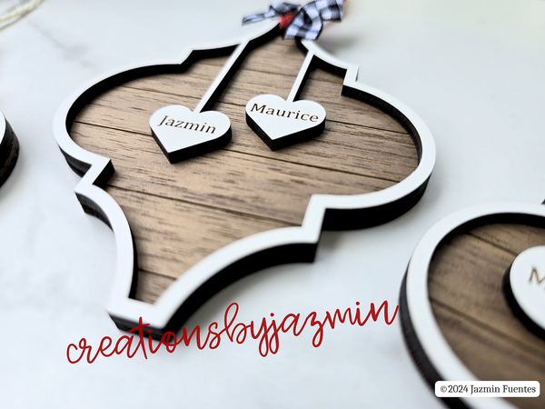 Personalized Arabesque Christmas Family Ornaments, Beautiful Holiday Ornaments With Family Member Names, 2024 Christmas Wooden Ornament