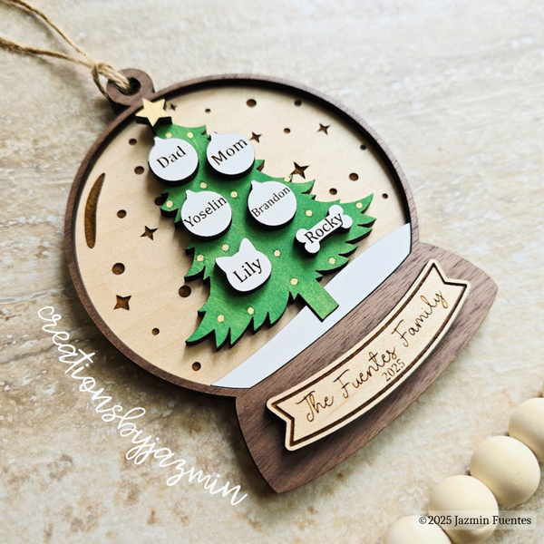 Personalized Family Tree Christmas Ornament, 2025 Custom Christmas Holiday Ornament, With Family Member Names