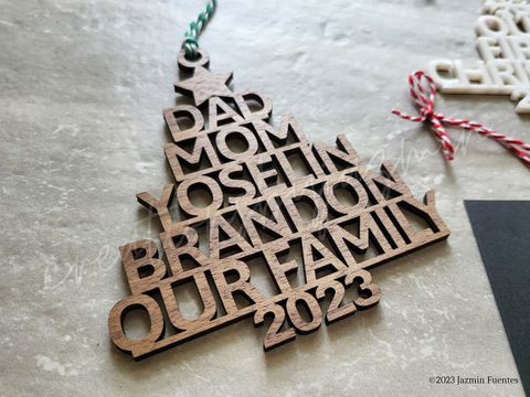 Christmas Tree Family Ornament, With Family Member Names, Personalized Ornament For Families, With Pet Names