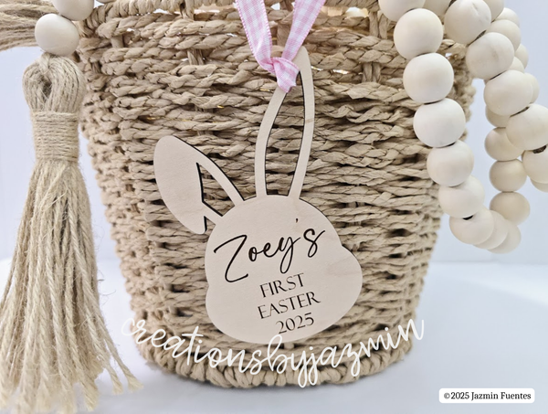 Baby's First Easter Name Tag, 2025 Baby Easter Basket Tag with Name